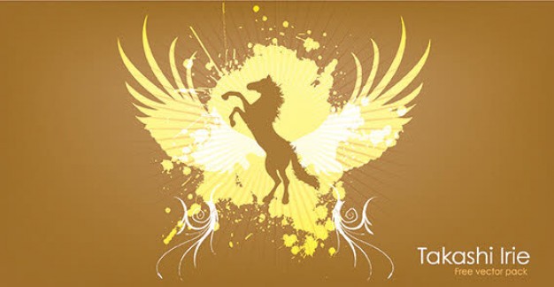Golden Horse with earth yellow background