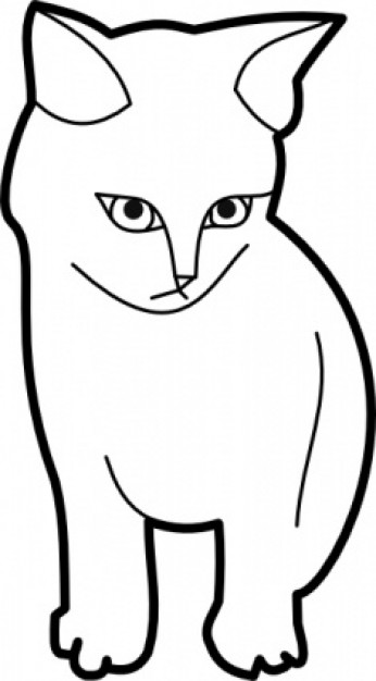 sad Cat Sitting Outline clip art