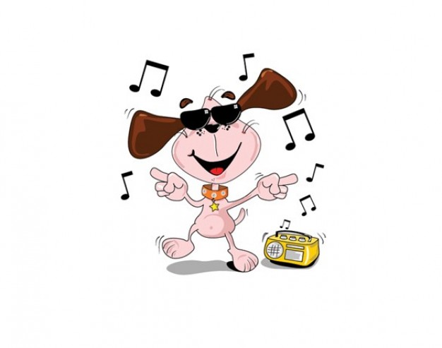 Cool cartoon dancing dog with music backgroud