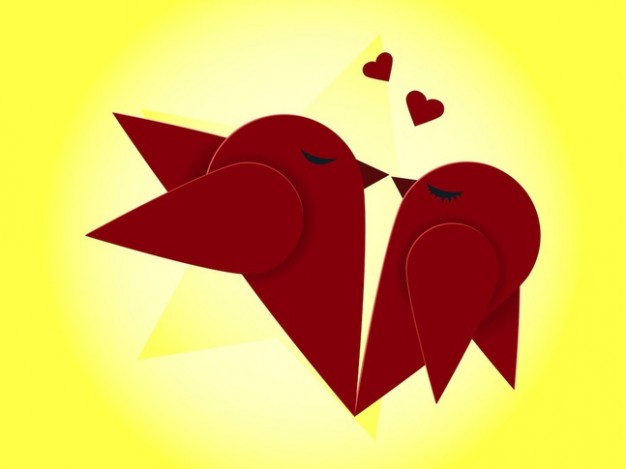 lovable birds kissing set