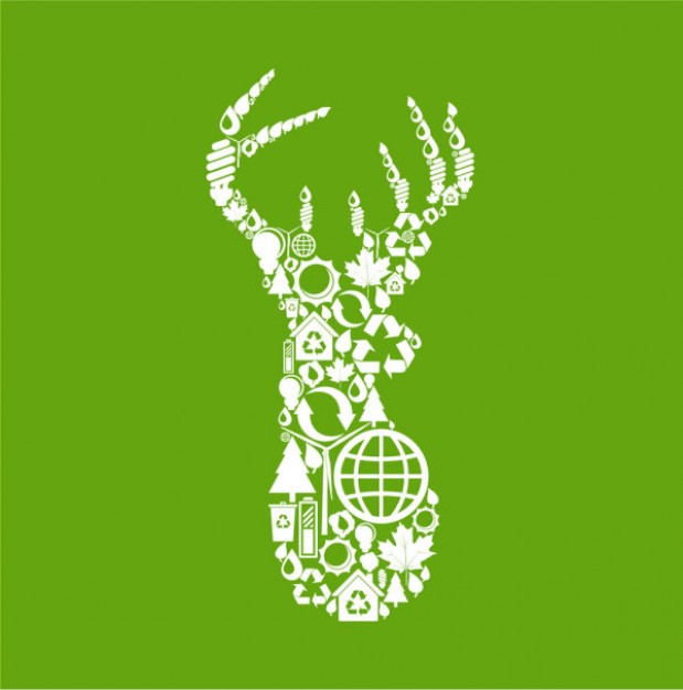 Ecology collage deer for Environmental protection with green background