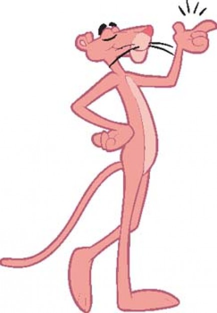 elegant Pink Panther sitting side view