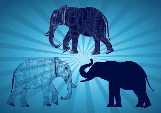 Elephant Graphics side view over radiant blue background