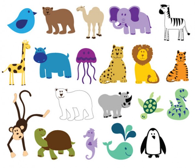 Compact Colorful zoo Animals Vector