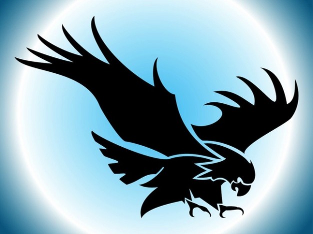 Cool eagle tattoo illustration with blue nimbus