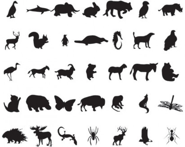 a set of Abstract animal Silhouettes