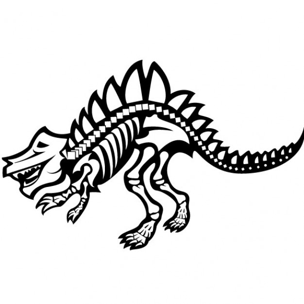 Fearsome dinosaur skeleton graphic side view clipart