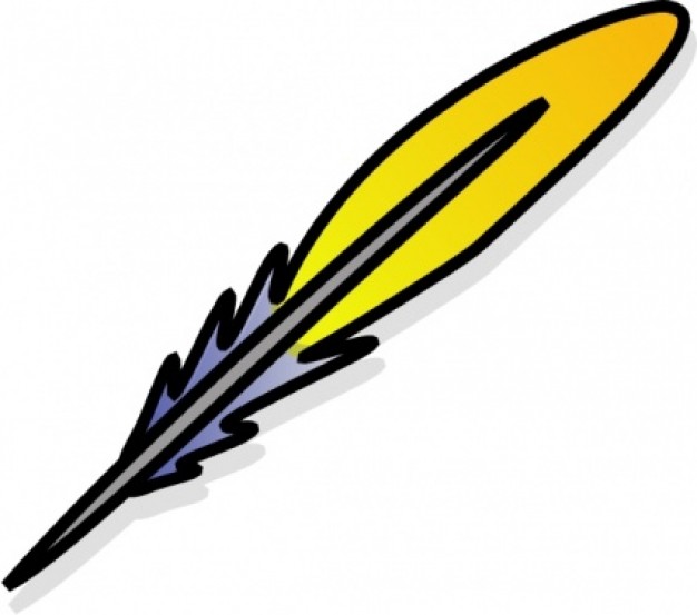 feather clip art with a yellow tip