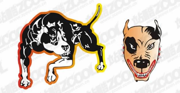 ferocious dogs and head vector material