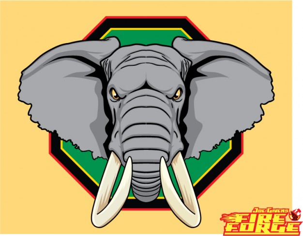 African Elephant Head logo darted out door  for zoo logo