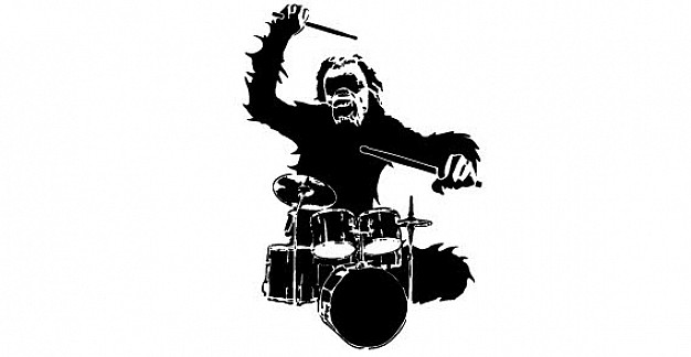 Drum monkey play a jazz tomtom