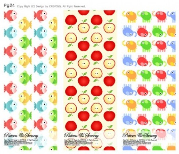 Free beautiful cute background with fish fruit blue pink red orange yellow