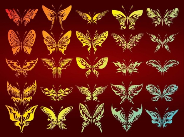 Free Butterflies Collection in golden green