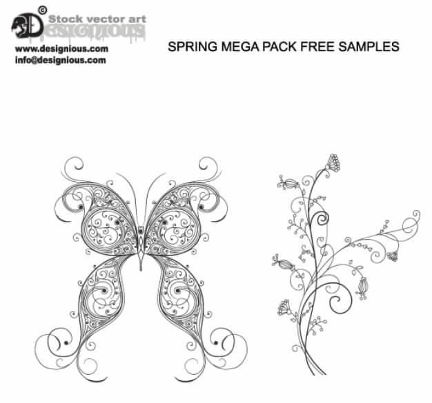 Free butterfly and flower clip art vector