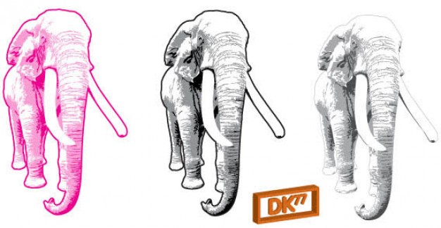 Free  Elephant Vector in different colour