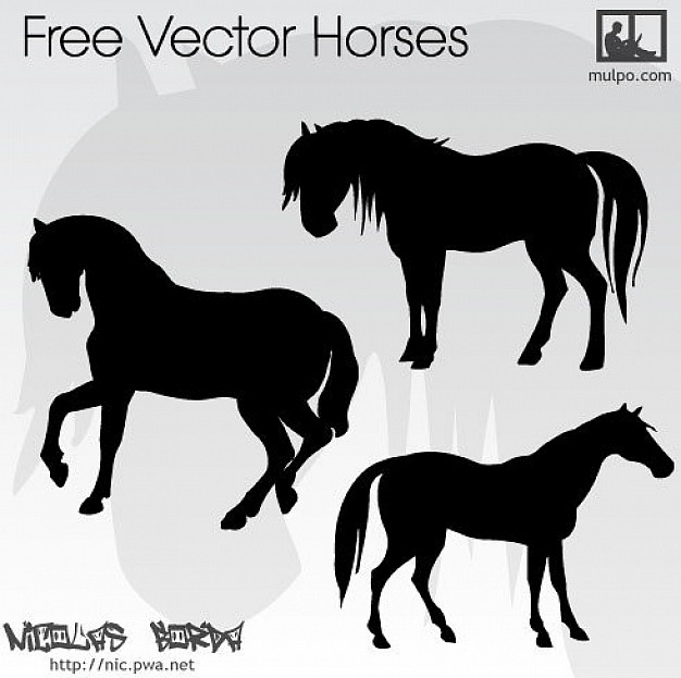 Free Horses silhouette Vector