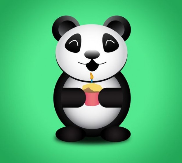 FREE Party Panda Vector over green background