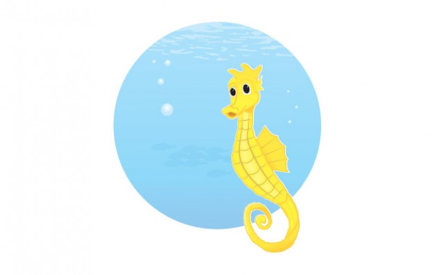 free seahorse with blue water circle at back vector