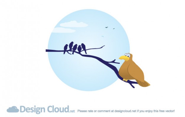 Free Vector Bird Branches over light blue sky circle