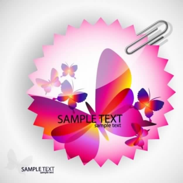 free vector with misc stickers and butterfly art