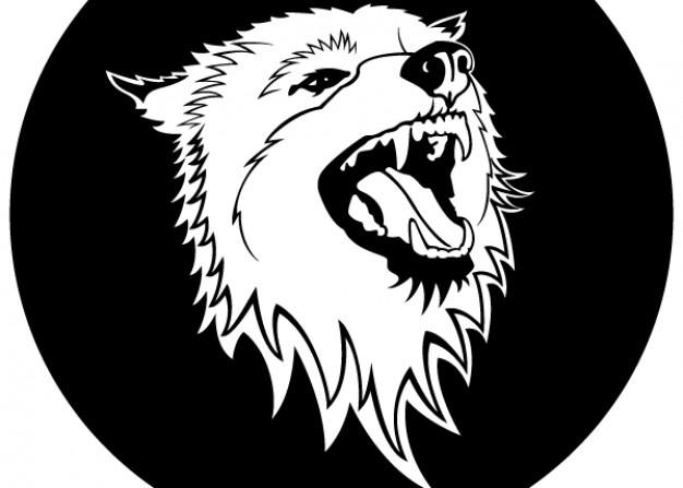 free Wolf head with dark circle back vector