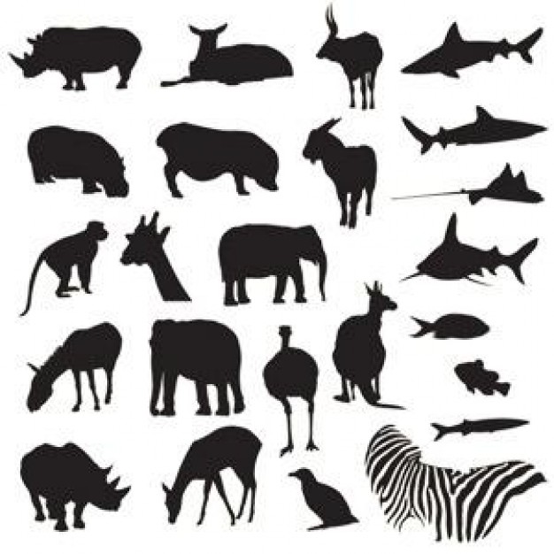 Free Zoo Animals silhouette Vector Pack