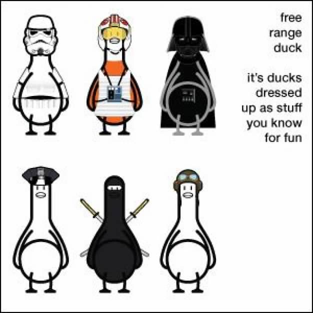 funny Free Range Duck with different Dress