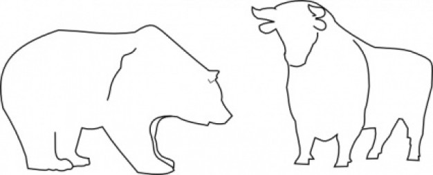 Bull And Bear doodle clip art