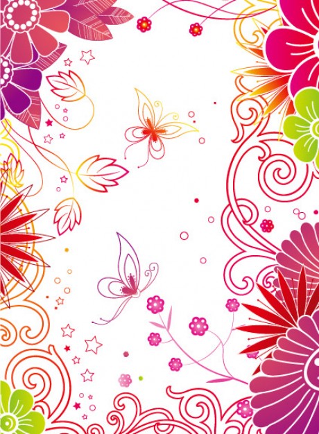 fashion material with flowers Butterfly background