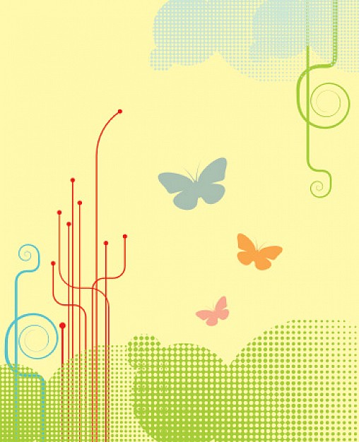 Abstract Spring landscape with butterfly