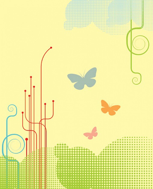 Abstract Spring landscape with butterfly