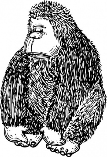 gorilla sitting clip art with white background