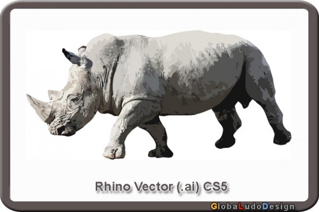 gray rhino vector in side view