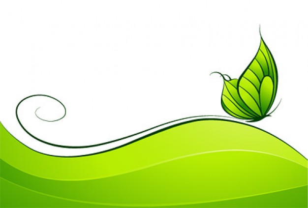 Green Butterfly Vector material over green swirl and wave