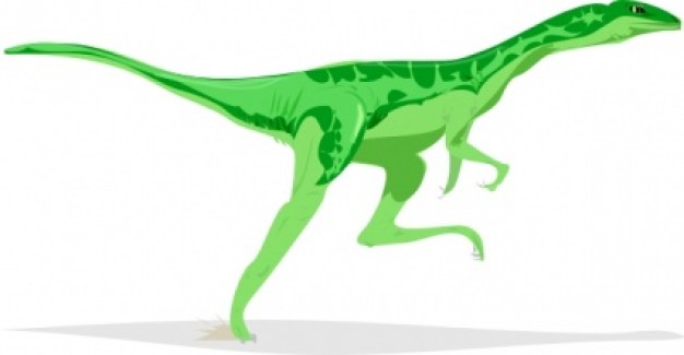 green velociraptor running at side view