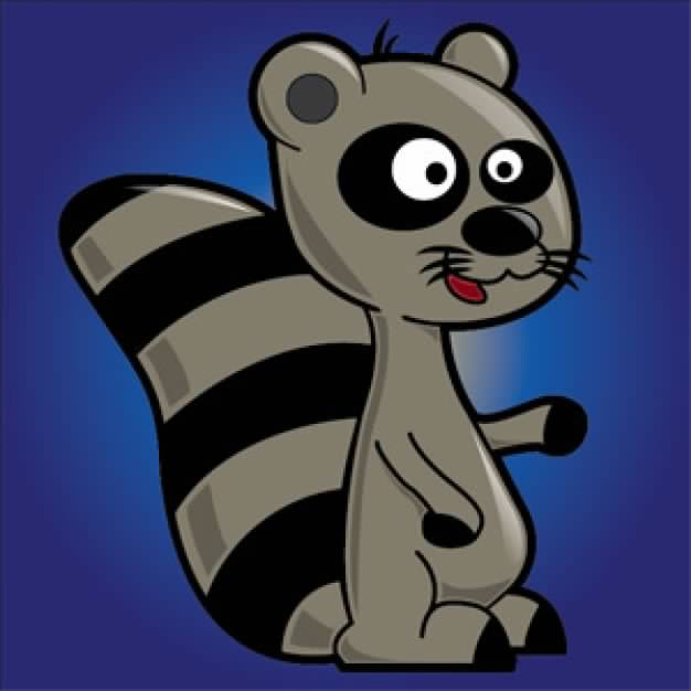 Free Funny Raccoon Cartoon Character with blue background