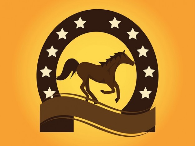 Running horse company brand logo vector with orange bridge