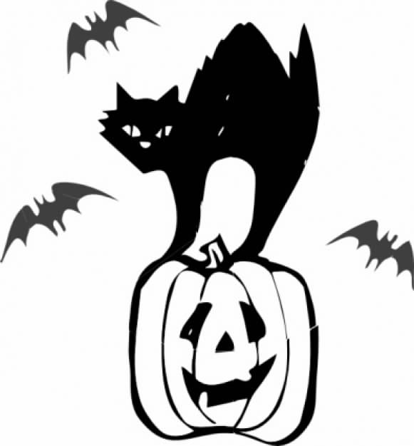 halloween clip art with gatto nero cat and bats