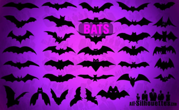halloween Vector Bats with night purple background