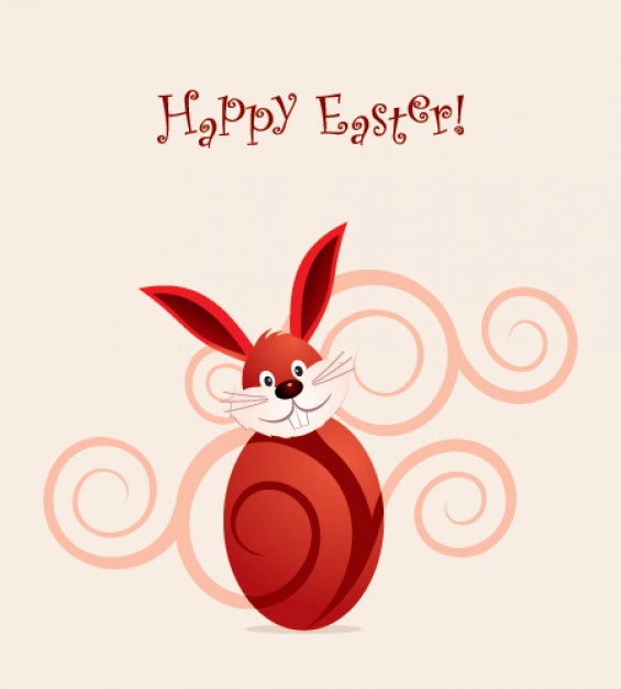 Happy Easter rabbit in egg Vector over pink background