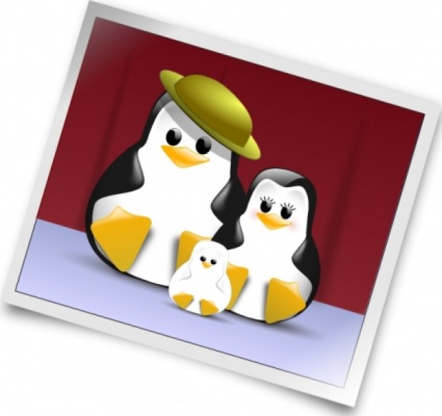 Happy Penguins Family Photo clip art