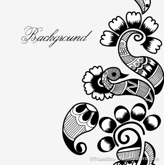 Henna floral art background set for note or letter design