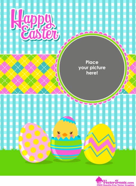 Easter card with lovable chicken yellow egg