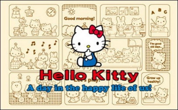 Hello kitty official Vector with frame drawing