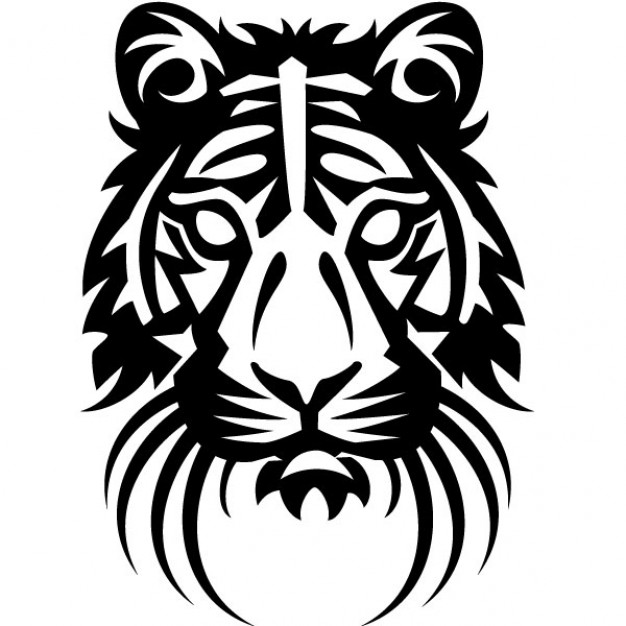 Black and white Drawing Tiger head vector illustration