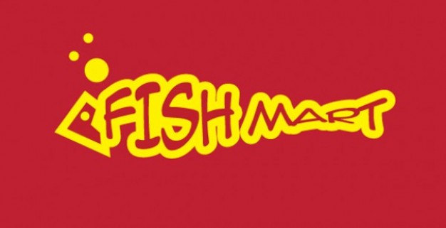 high quality "fish mart" market logo vector with red background