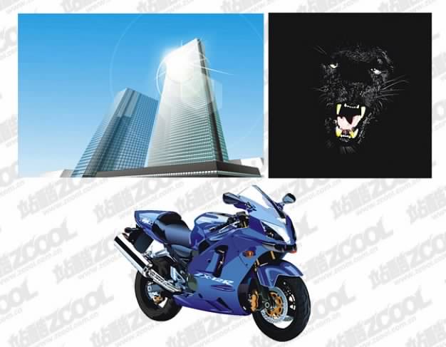 High-rises motorcycles and Panthers vector material
