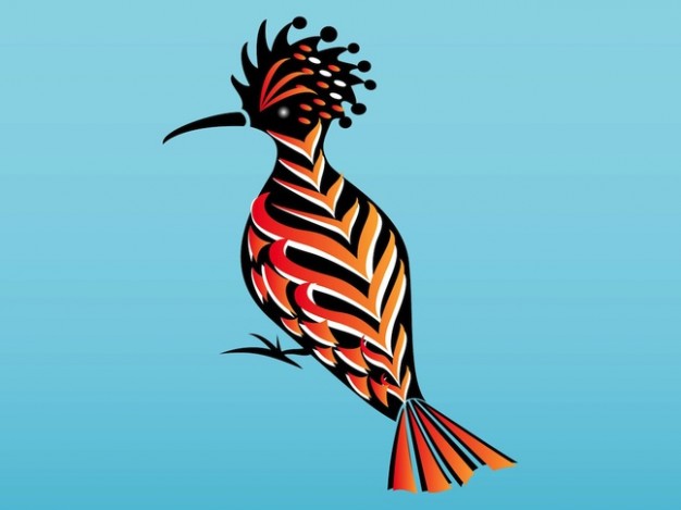 Hoopoe Bird with blue background