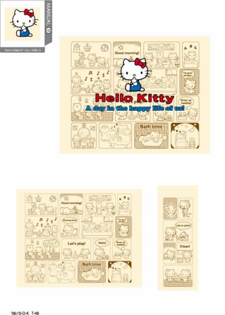 hello kitty in vignette cartoons set