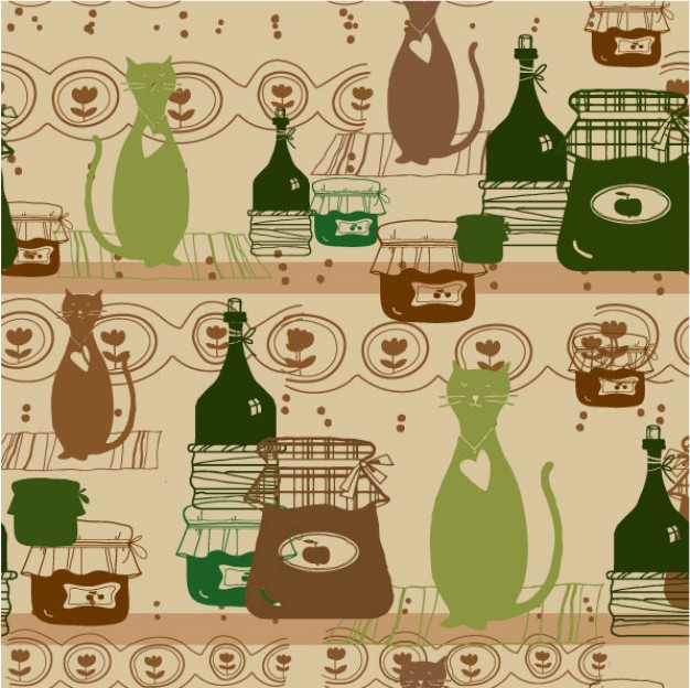 Arabic style pattern with Cat cartoon background